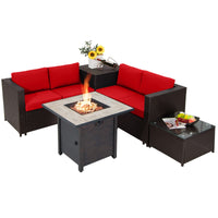 Ensemble de meubles de patio Tangkula 5 pièces avec table de foyer au gaz de 30 pouces