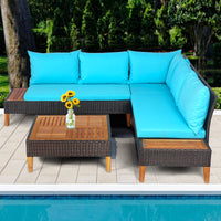 Tangkula 4 Pieces Acacia Wood Patio Furniture Set