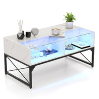Tangkula LED Coffee Table with 4 Storage Cubes