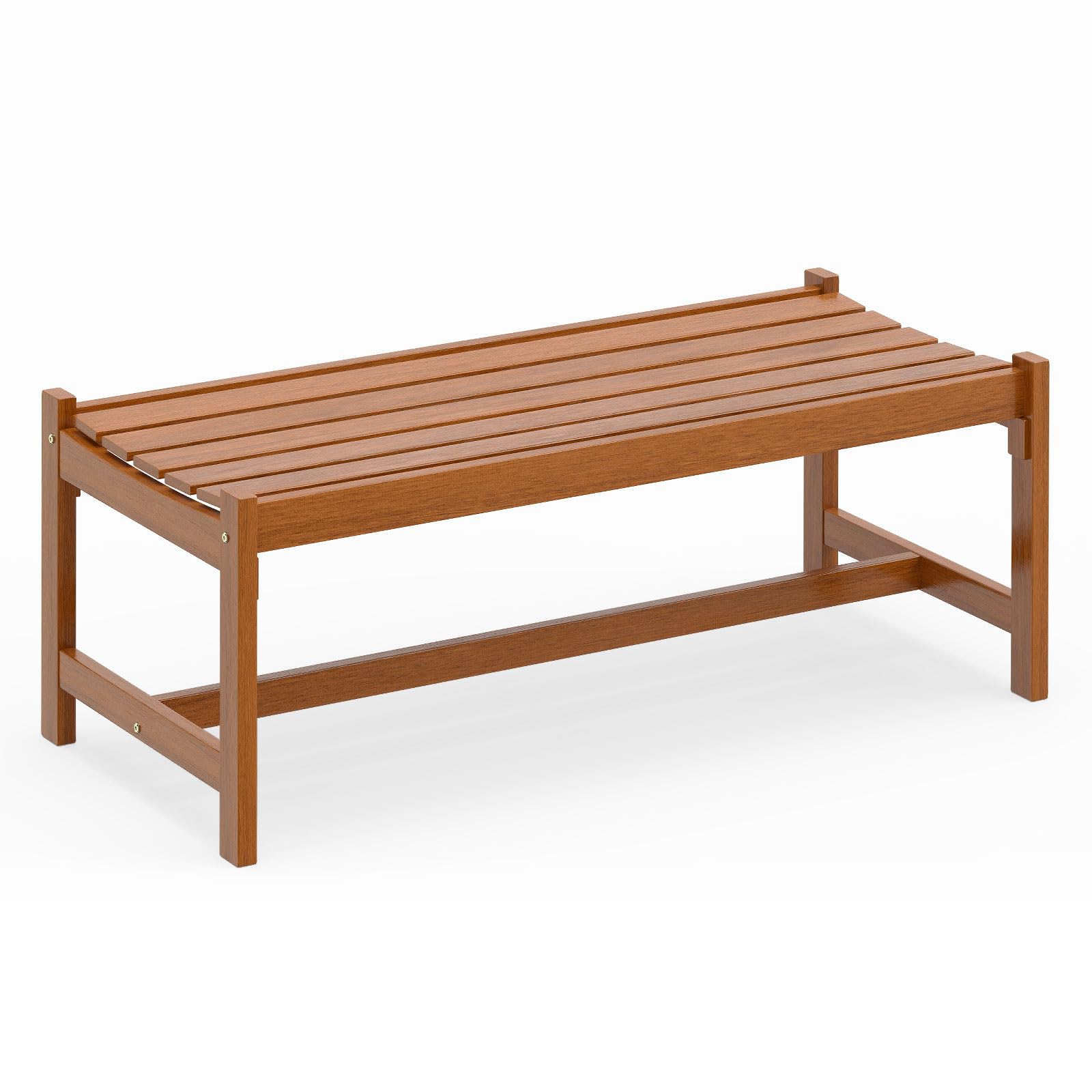 Tangkula Outdoor Wood Bench Backless for Backyard