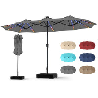 Tangkula 13 FT Solar Patio Umbrella with Base Included | Double-Sided