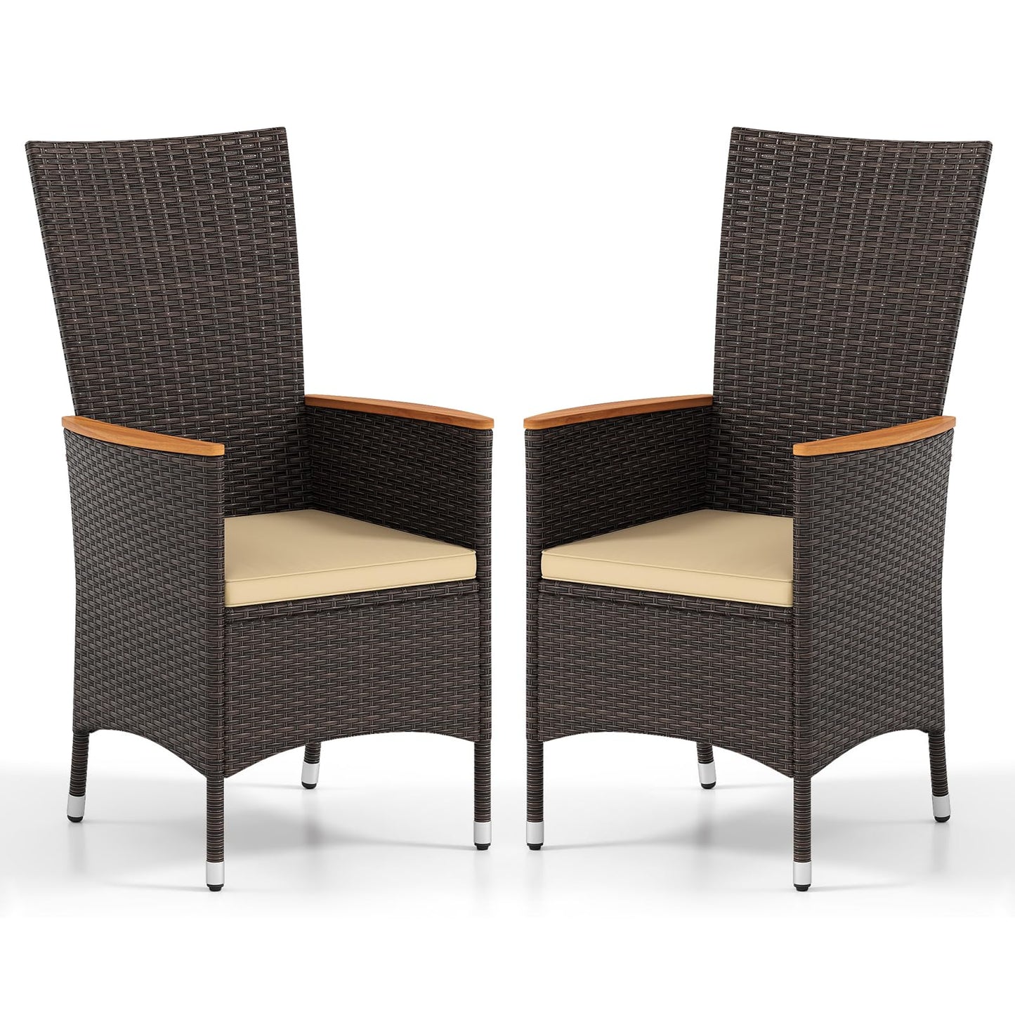 Chaises de salle à manger en rotin à dossier haut Tangkula pour patio, lot de 2 ou 4