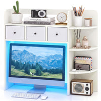 Tangkula Desktop Bookshelf with LED Lights Dorm Desk Hutch