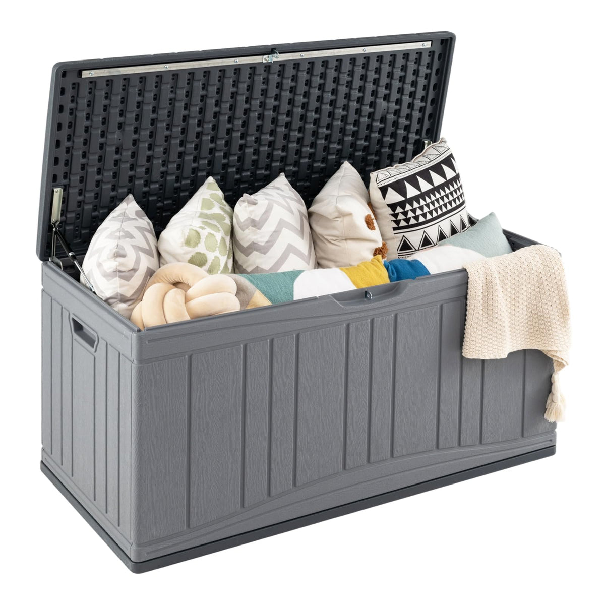 Boîte de Rangement Extérieure Tangkula 300 Litres avec Vérins à Gaz et Couvercle Verrouillable