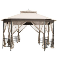 Tangkula 10 x 12 Ft Patio Gazebo, Heavy Duty Octagonal Gazebo Canopy w/Netting Sidewalls & Sturdy Steel Frame