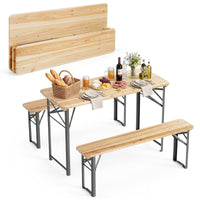 Tangkula 3 Piece Folding Picnic Table with 2 Benches
