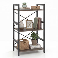 Tangkula 16.5" Width Wooden Open Bookcase with Metal Frame