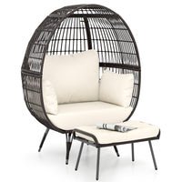 Fauteuil œuf surdimensionné en osier Tangkula avec ottoman pour le salon