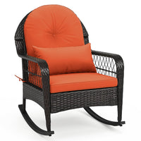 Tangkula Outdoor Wicker Rocking Chair w/Soft Cushions