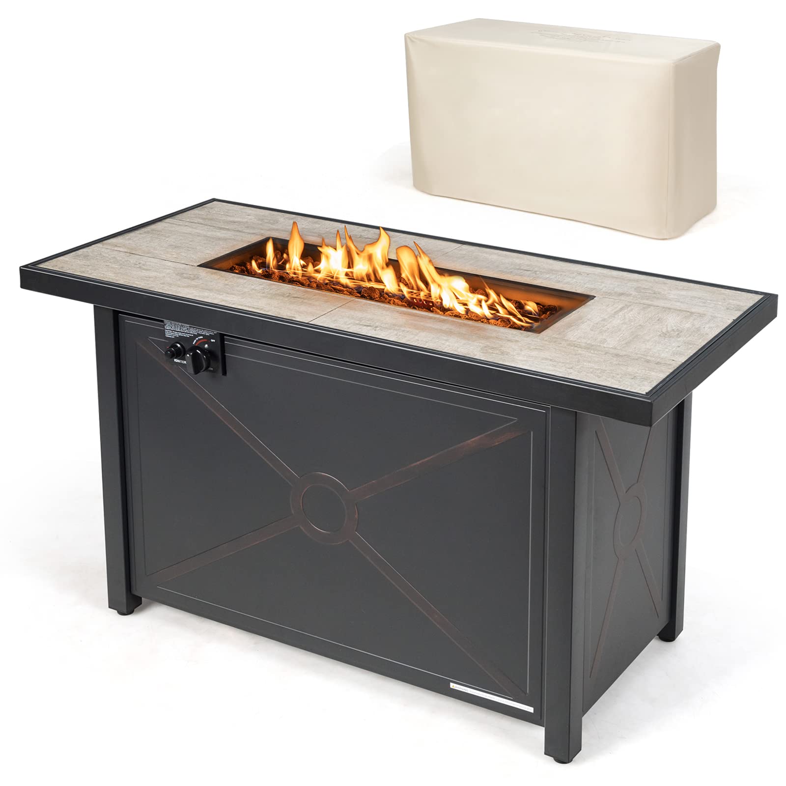 Tangkula 42 Inch Propane Fire Pit Table