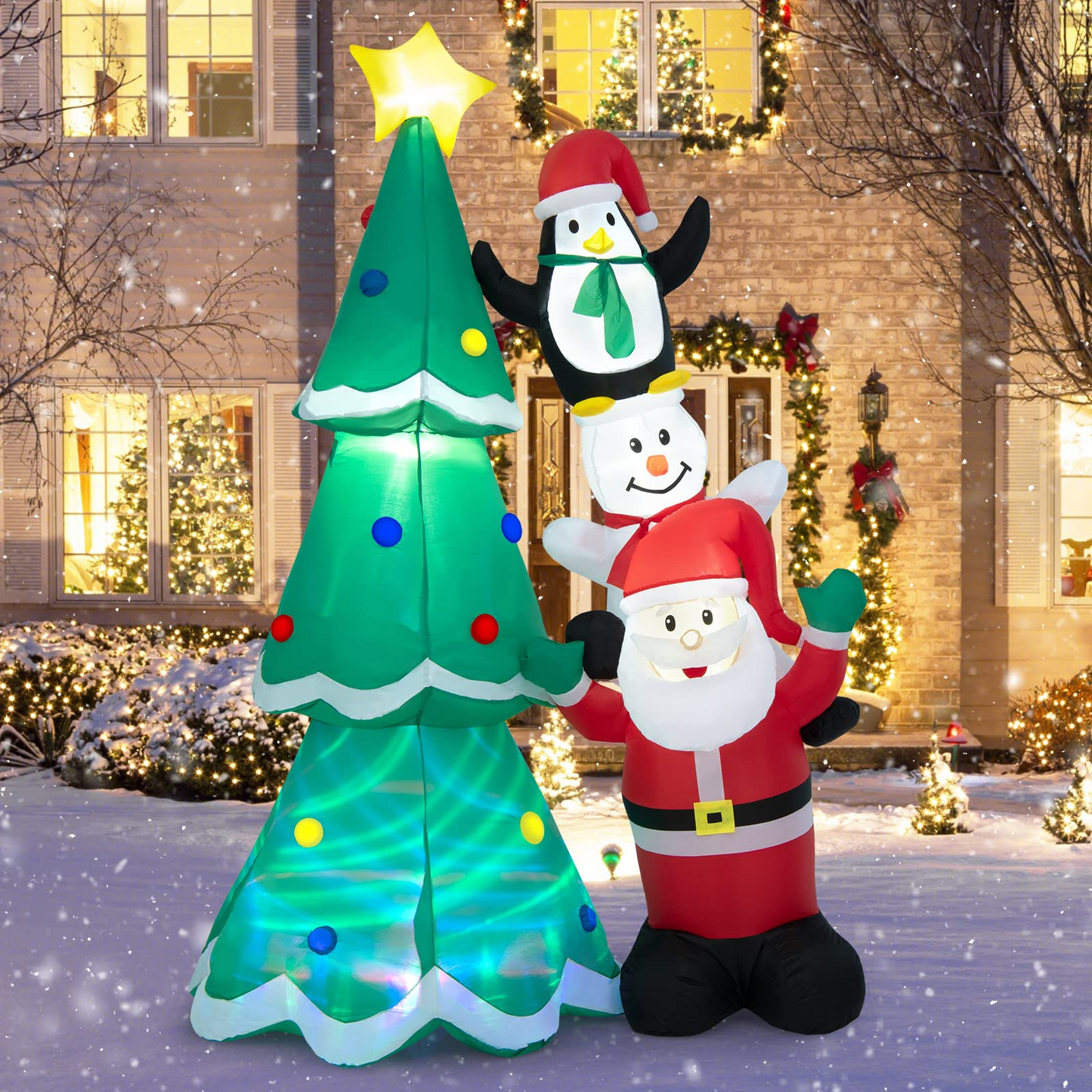 Tangkula Christmas Indoor Outdoor Inflatable Decoration for Yard Lawn