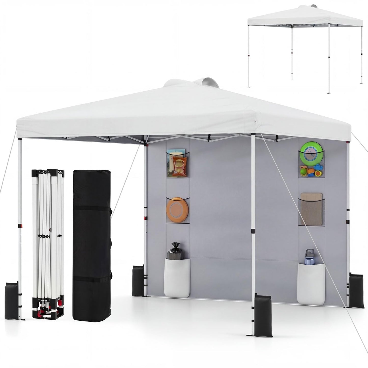 Tangkula 10x10 Ft Pop Up Canopy with Sidewall UPF50+ Commercial Canopy Tent