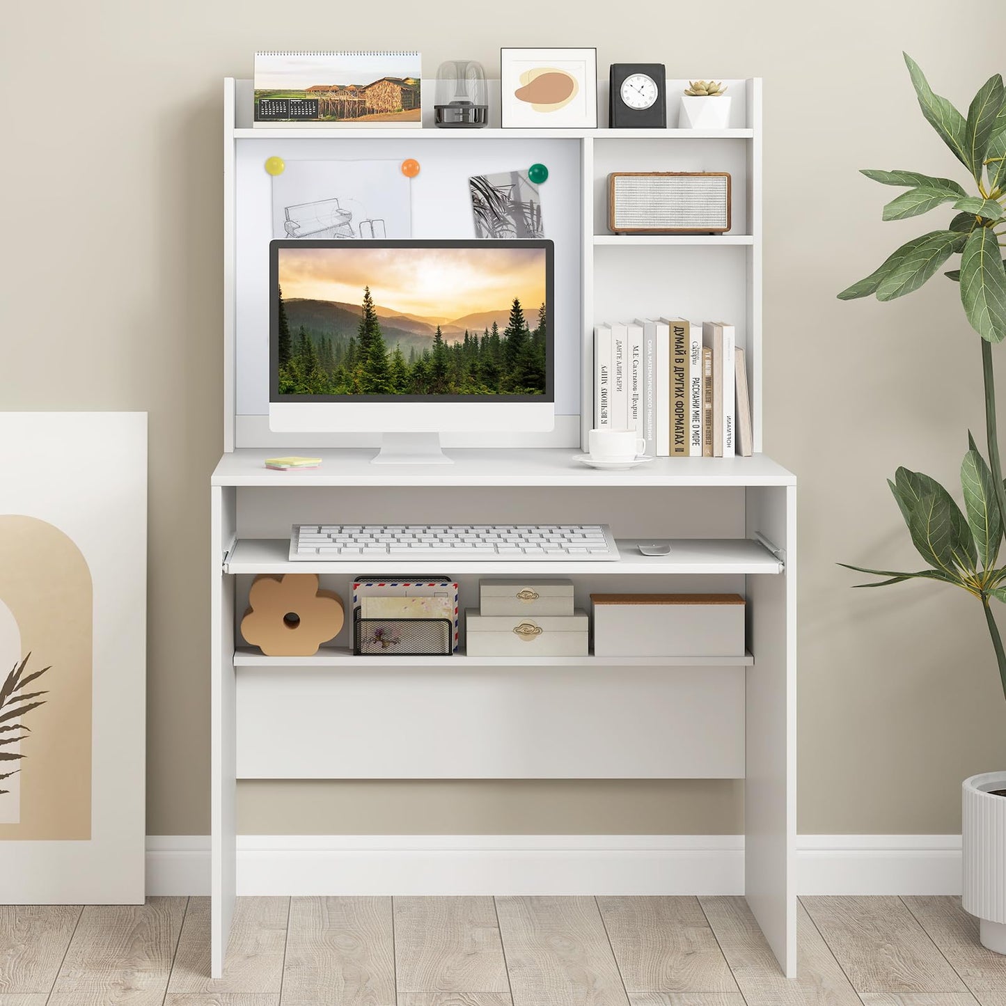 Tangkula Space Saving Laptop Desk with Magnetic Whiteboard