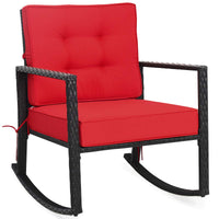Tangkula Wicker Rocking Chair, Outdoor Glider Rattan Rocker Chair with Heavy-Duty Steel Frame
