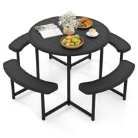 Tangkula 8 Person Picnic Table HDPE Outdoor Round Table and Bench Set
