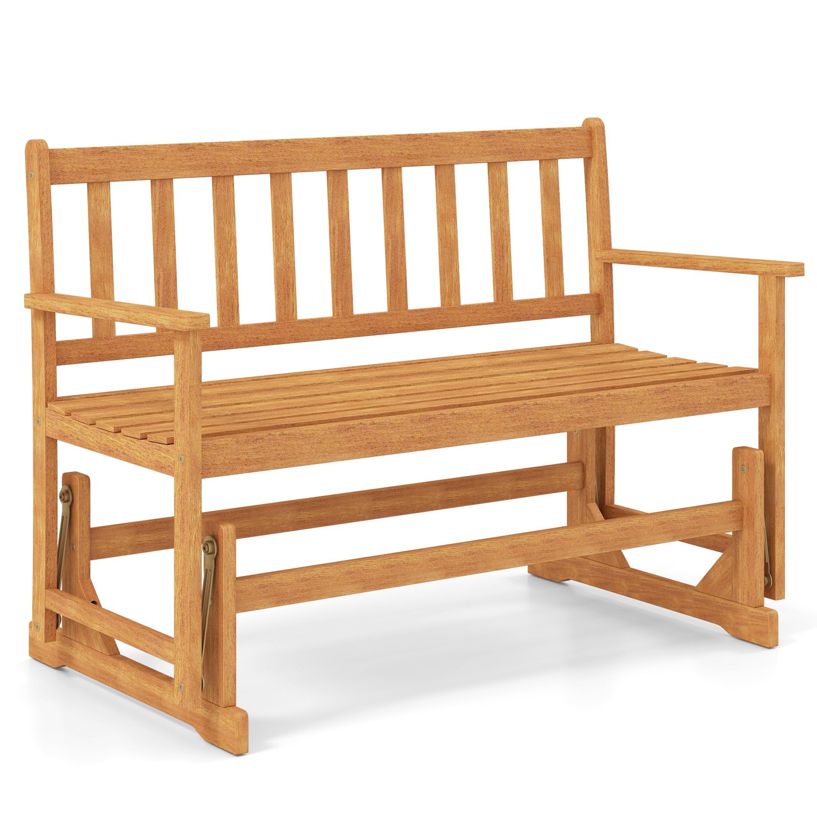 Tangkula 2-Person Outdoor Acacia Wood Glider Bench