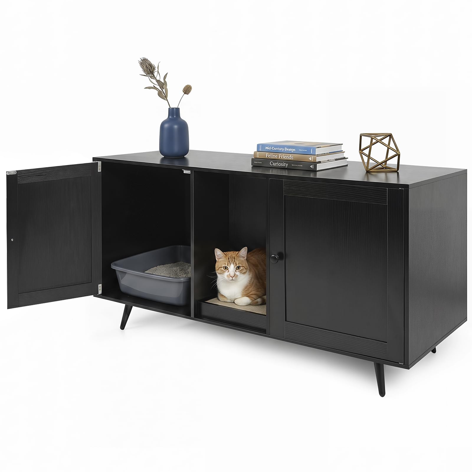 Tangkula Double Cat Litter Box Enclosure for 2 Cats