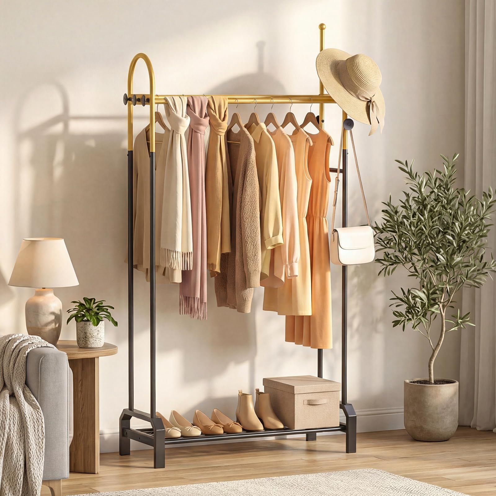 Tangkula Heavy Duty Clothes Rack with Double Hanging Rods