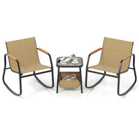 Tangkula 3 Piece Rocking Bistro Set Outdoor for Porch