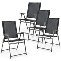 Tangkula Set of 2/4 Patio Folding Chairs, High Back Dining Chairs with Weather-Resistant Fabric