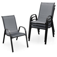 Tangkula 4 Pieces Patio Dining Chairs, Outdoor Stackable All Weather Heavy Duty Dining Chairs Set with Armrests