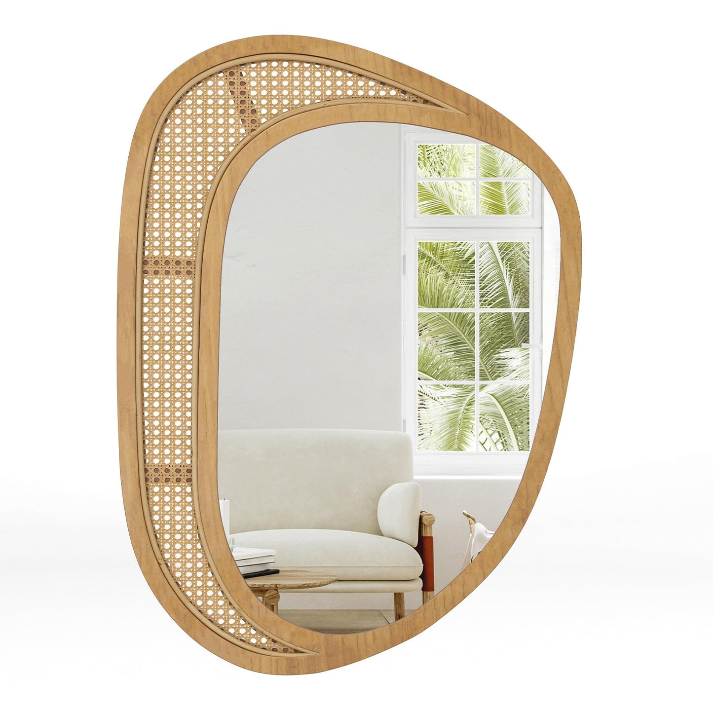 Miroir mural en rotin Tangkula (90 cm L x 64 cm l)