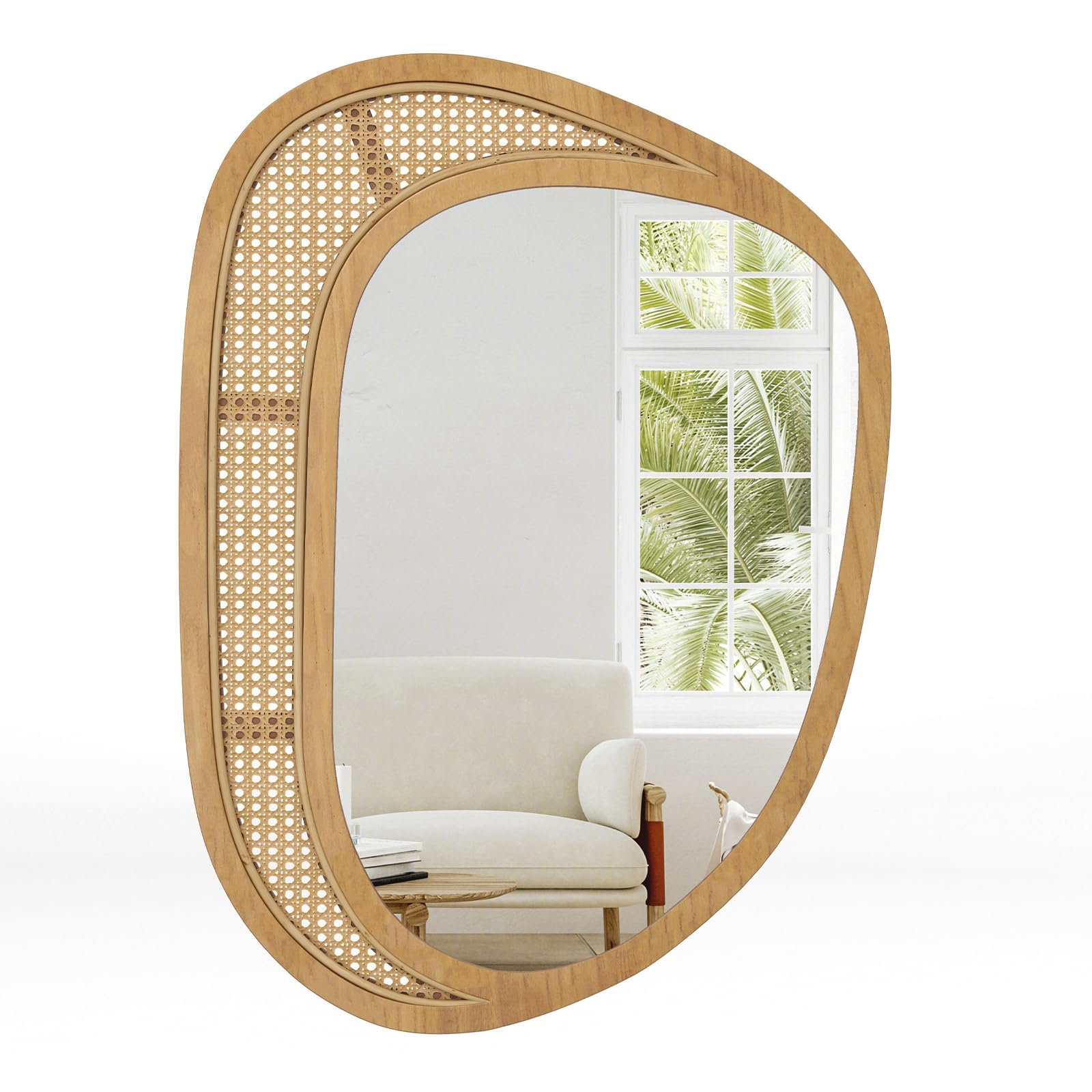 Miroir mural en rotin Tangkula (90 cm L x 64 cm l)