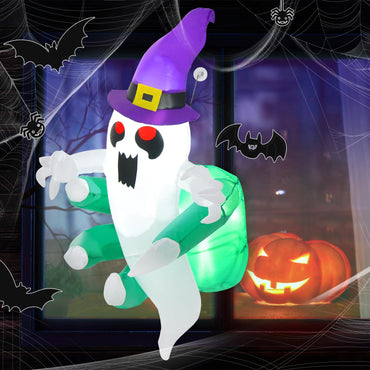 Tangkula 3.6 FT Halloween Inflatable Ghost Broke Out from Window