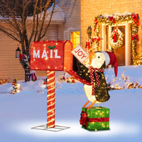 Tangkula Christmas Lighted Mailbox & Penguin for Home Lawn Yard Garden Porch Party Indoor Outdoor