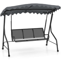 Tangkula 3 Person Porch Swing, Patio Swing with Adjustable Canopy, Heavy-Duty Metal Frame & Breathable Seat