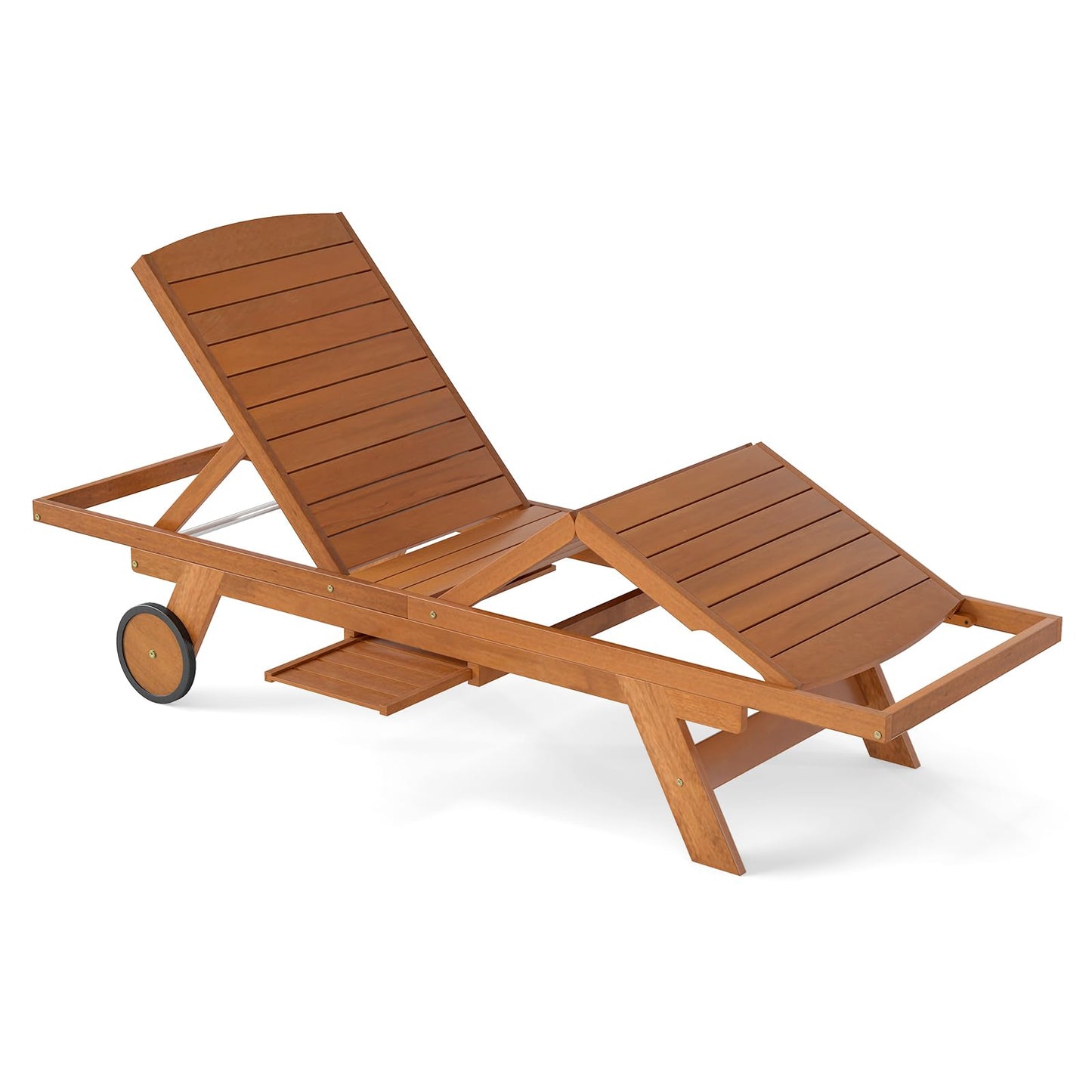 Chaise Longue Extérieure Tangkula avec Roues, Dossier 4 Positions Réglable et Repose-Pieds Rallongeable, Table d'appoint (1/2)