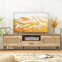 Tangkula Boho TV Stand Mid Century Modern Media Entertainment Center with Drawer