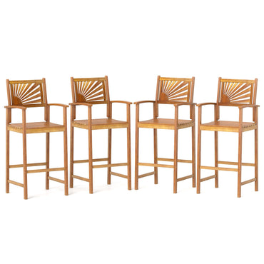 Tangkula Set of 2/4 Outdoor Acacia Wood Bar Stools