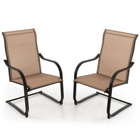 Tangkula 2 Pieces Outdoor Dining Chairs, Patio C-Spring Motion with Cozy & Breathable Seat Fabric
