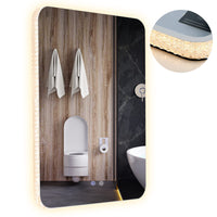 Tangkula 80CMx60CM Mirror with LED Lights with Dimmable 3 Color Temperatures