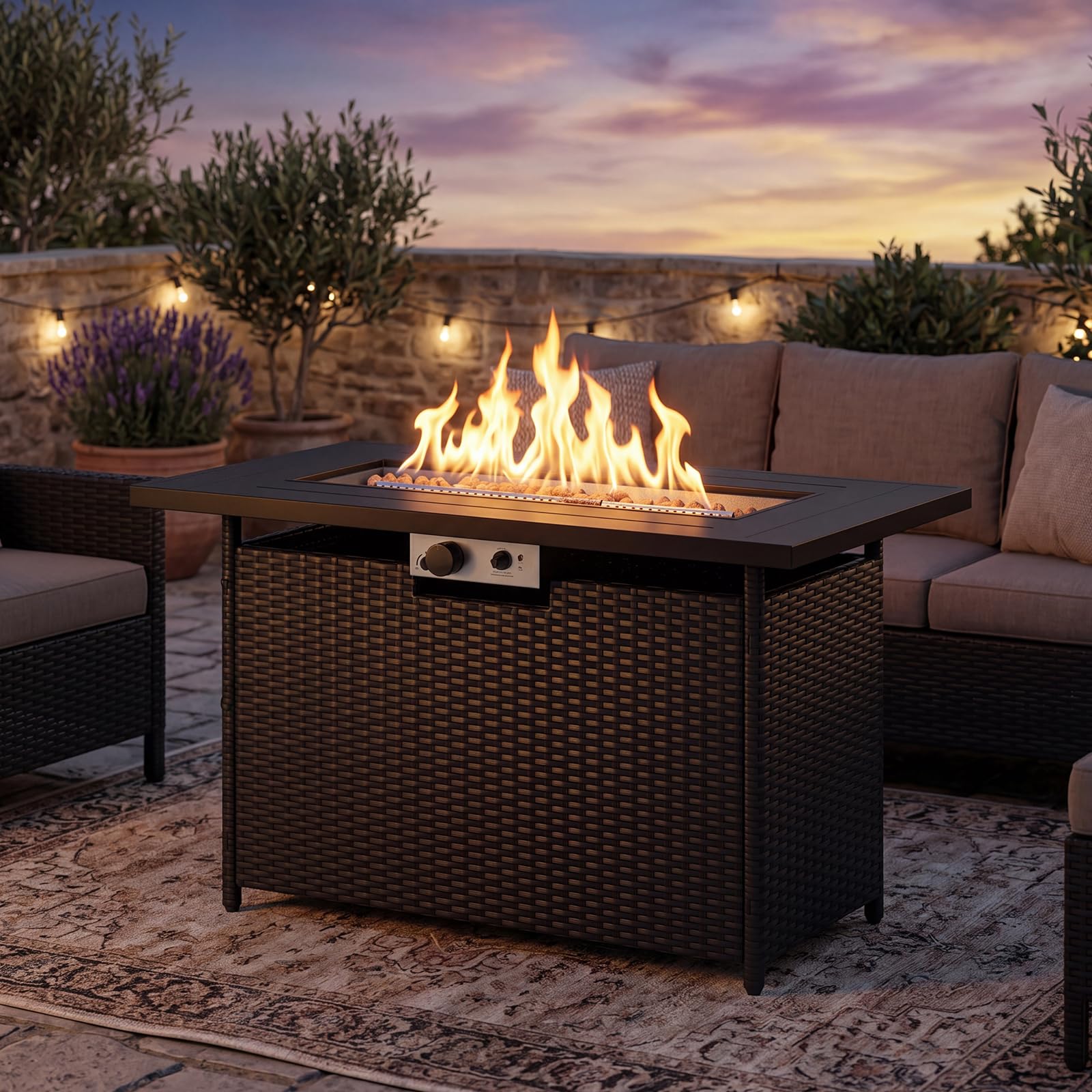 Tangkula 42 Inch Propane Fire Pit Table