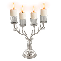 Tangkula Reindeer Candle Holder, Deer Christmas Ornament for 4 Candles, Aluminum Table Christmas Decoration for Tealight