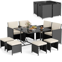 Tangkula 9 Piece Rattan Patio Dining Set