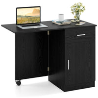 Tangkula Folding Computer Desk with Storage Drawer & Cabinet