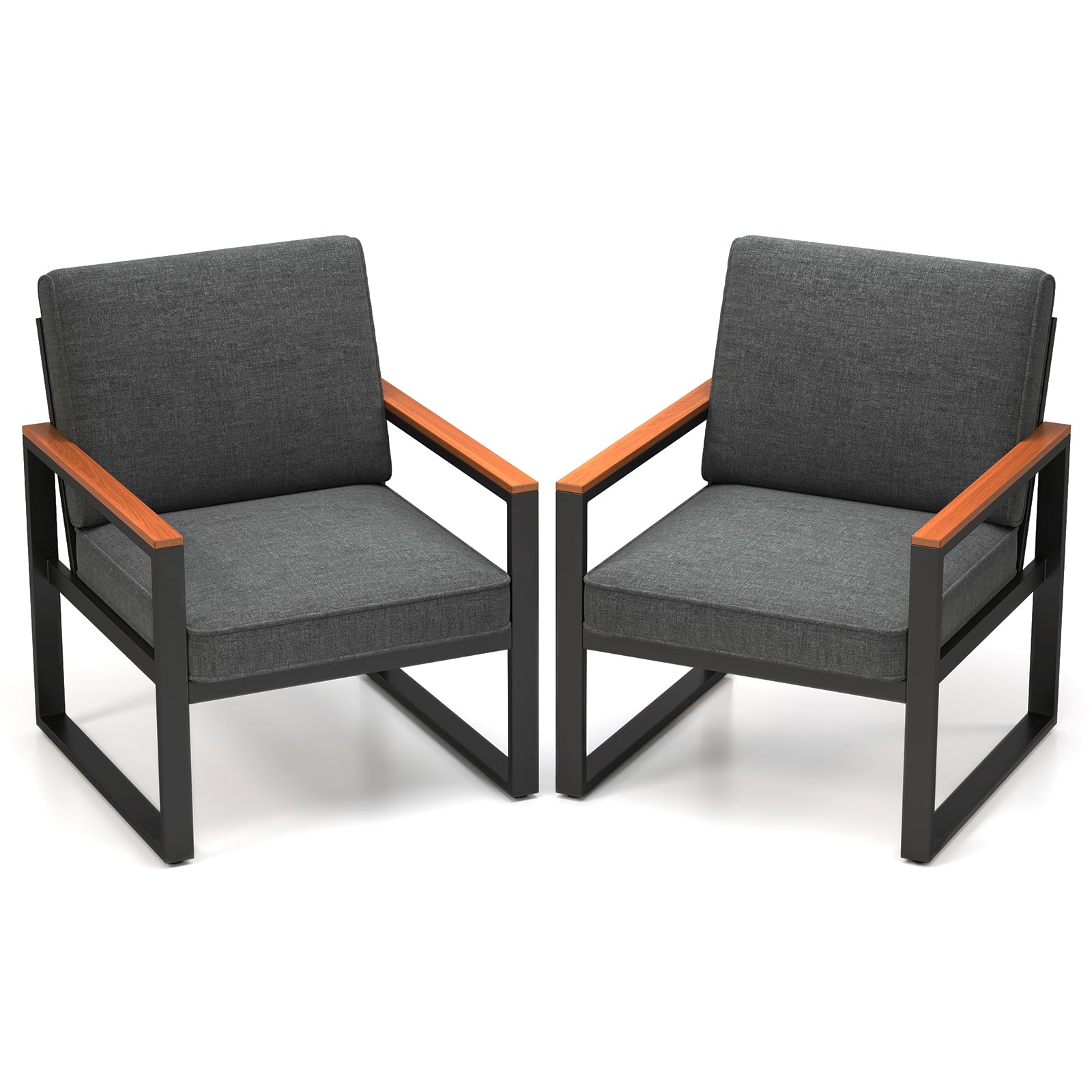 Tangkula Patio Aluminum Sofa Set of 2 for Balcony
