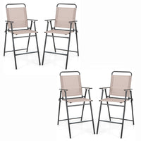 TAGNKULA Outdoor Folding Bar Stool Set of 2/4, Patio Dining Chairs, Outdoor Bar-Height Stools w/Armrests