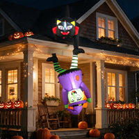 Tangkula 6.2 FT Halloween Hanging Inflatable Witch & Black Cat Decorations