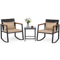 Tangkula 3 Pieces Outdoor Rocking Chairs Set