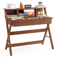 Tangkula Bureau Mid-Century avec 3 Tiroirs de Rangement
