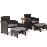 Tangkula 5 Pieces Patio Rattan Furniture Set, Outdoor Conversation Set