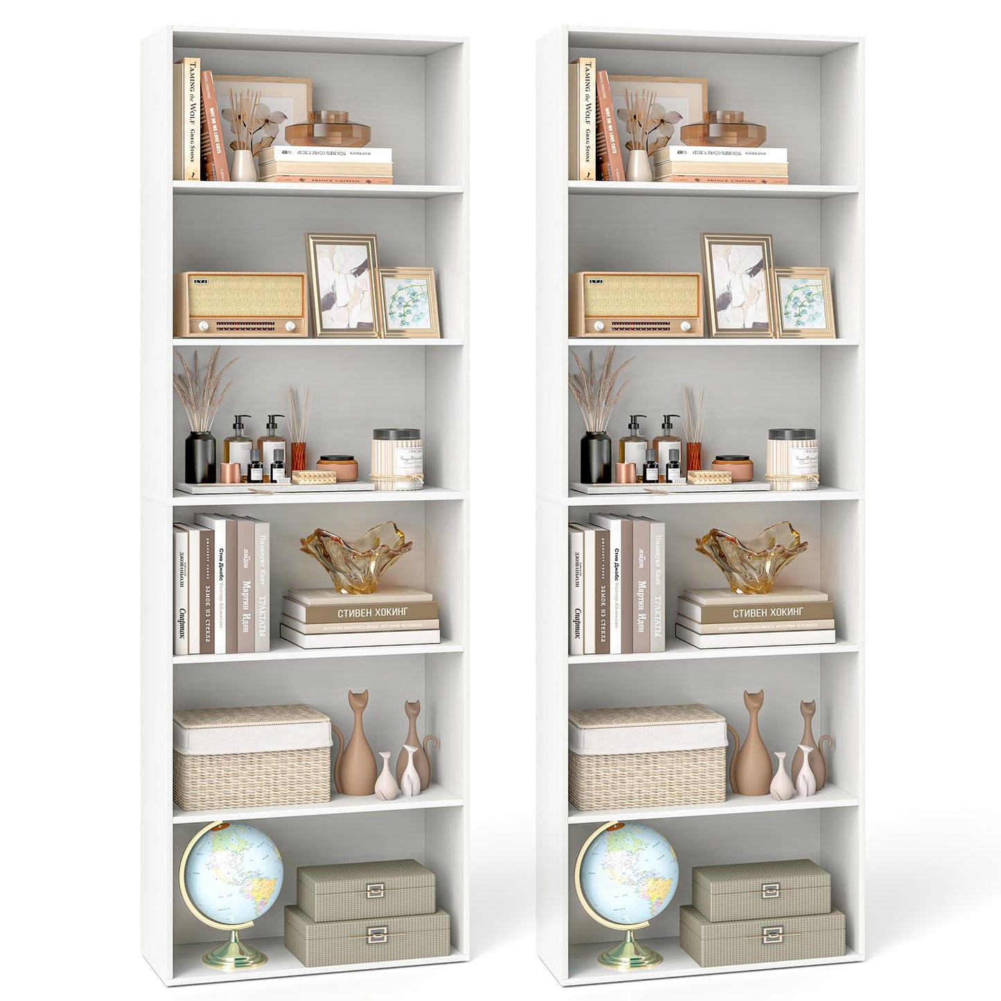 Tangkula 6-Tier Bookcase, 70” Tall Freestanding Bookshelf with 6 Open Shelves