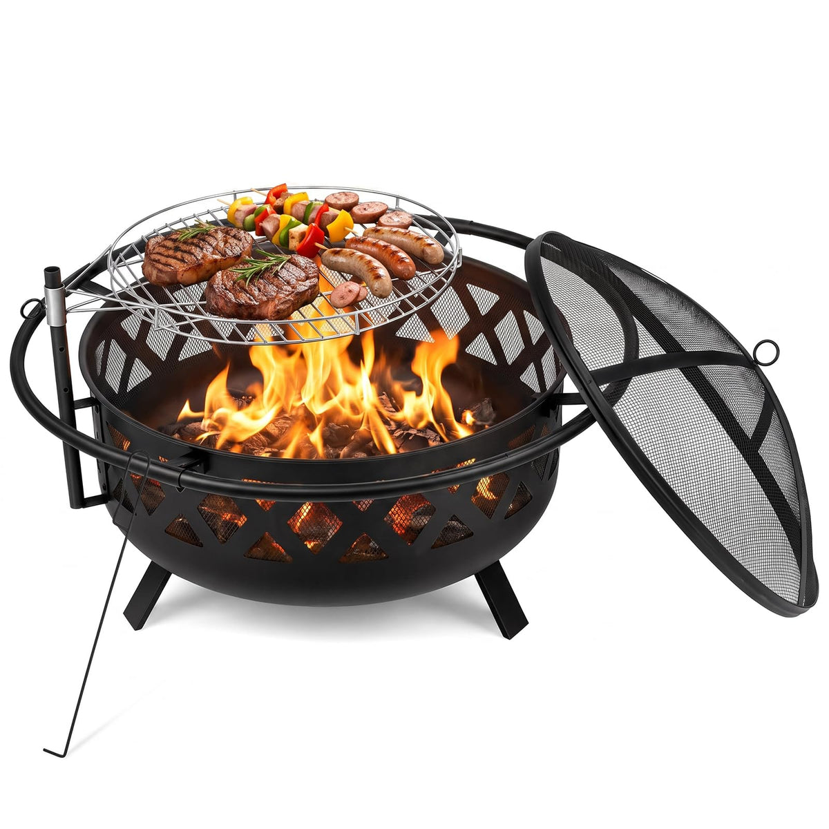 Tangkula Outdoor Round Wood Burning Fire Pit(30/36 in)