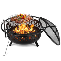 Tangkula Outdoor Round Wood Burning Fire Pit(30/36 in)