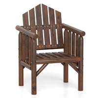 Tangkula Outdoor Wood Armchair Wooden Patio Dining Chair with Armrests