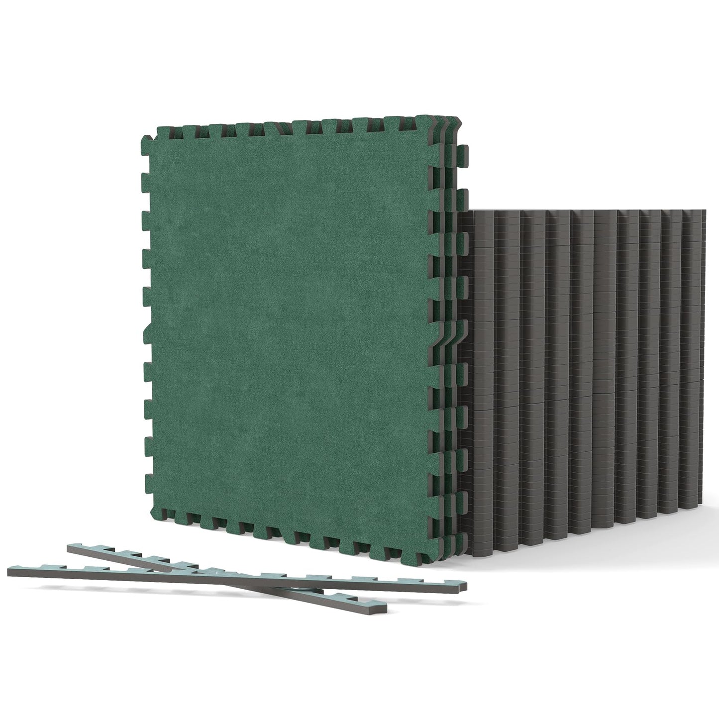 Tapis d'exercice emboîtables 60 x 60 cm avec bords pour salon